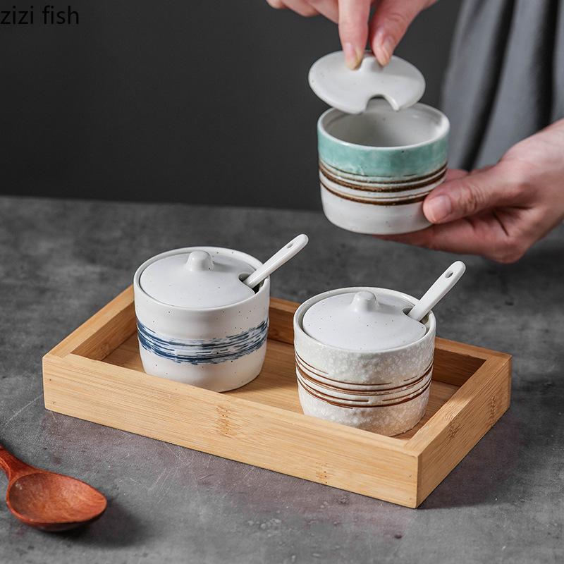 Vintage Ceramic Seasoning Jar Creative Salt Jar Sugar Jar Pepper Jars Spice Jars Seasoning Storage Container Home Seasoning Tool