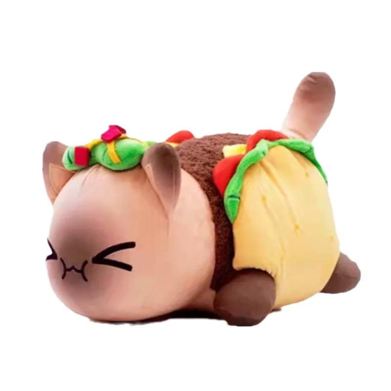 Плюшевая игрушка-кошка Aphmau Meows Мягкая Meemeow Начиненная Плюшевые кошки-пончики Кавайная Французская Сырная Жареная Бургерная Плюшевая кукла Еда Рождественские подарки