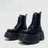 Fashion Platform Black 2025 New Autumn and Winter British Style Small Height Boots Women's Booties