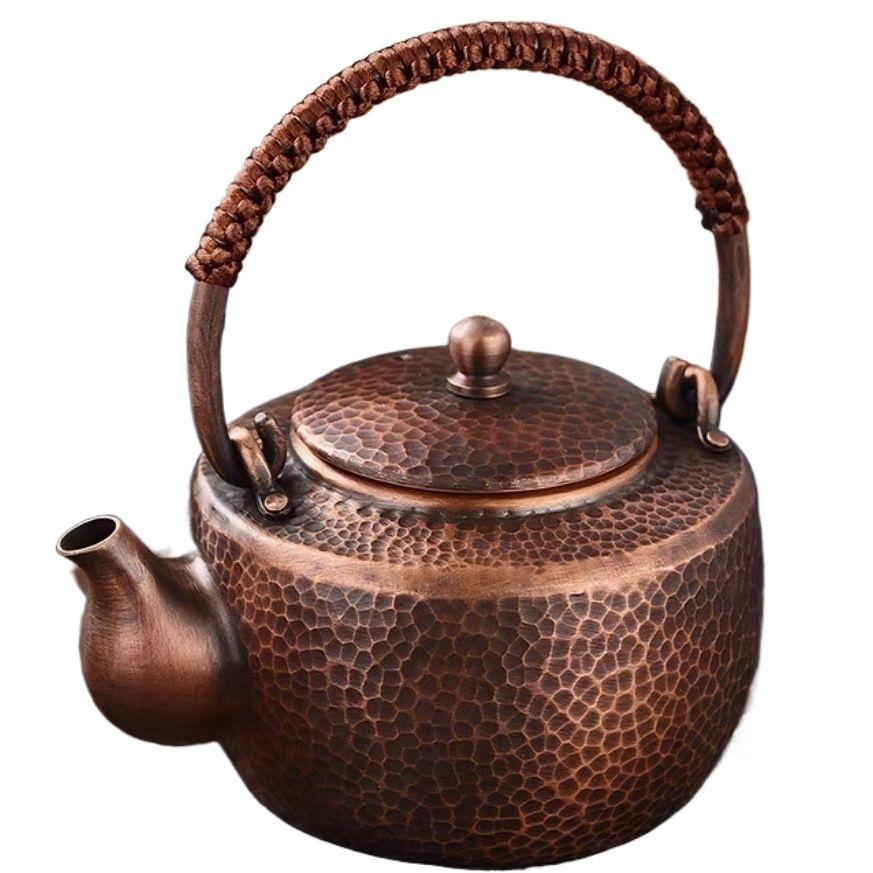 450Ml Pure Copper Teapot Pure Handmade Small Boiling Kettle Lifting Beam Teapot Vintage Health Tea Infuser Kung Fu Tea Set