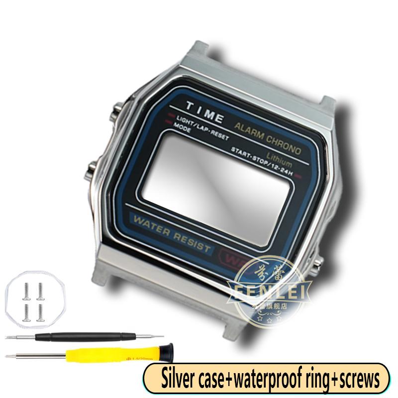 Корпус часов Для Casio электронных часов маленький квадратный A168 Мужские Модифицированный Нержавеющая сталь Часы Минеральное стекло Инструмент винт Корпус