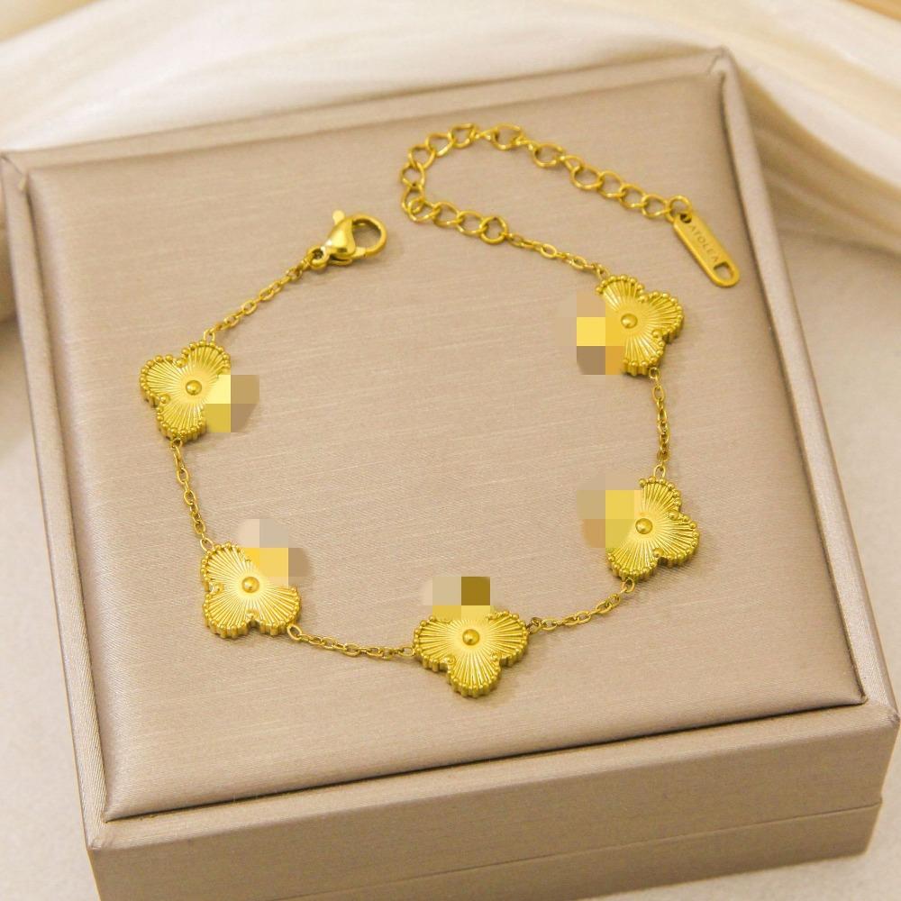 Браслет из титановой стали 'Счастливый четырехлистный клевер' 13 мм, двусторонний, не выцветающий, элегантное женское украшение