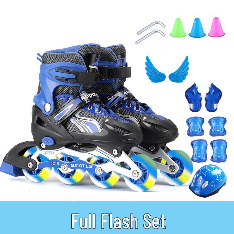 Регулируемый набор роликовых коньков с мигающими колесами для детей-начинающих