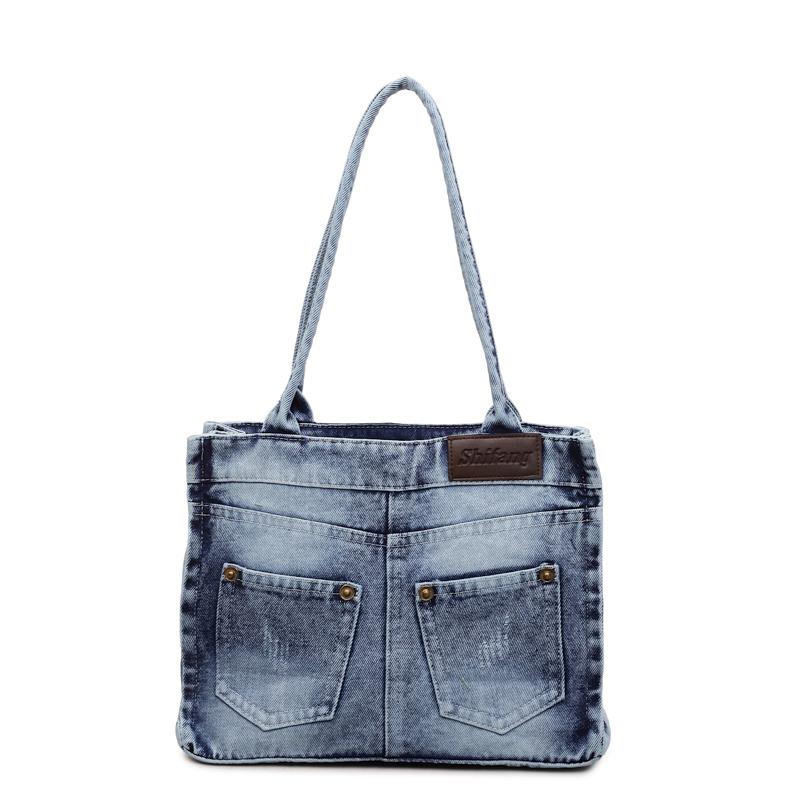 Fashion commuting Women big totes Washed denim female Handbag Large capacity Shoulder Bags Jeans Female Travel Shopping bag