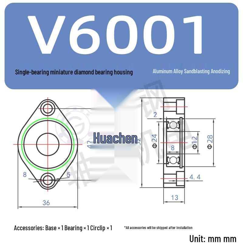 V-Type Rhombic Flange Bearing Housing with Threaded Rod Optical Axis Support C-BACA.