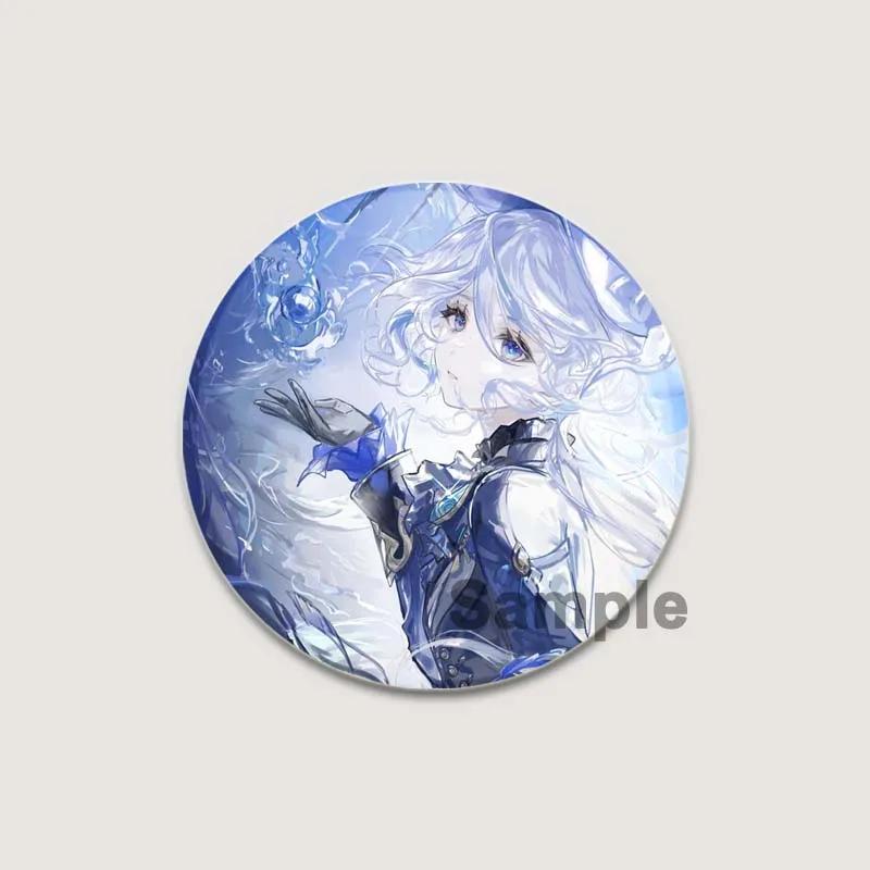 32/44/58mm Anime Genshin Impact Pins Cute Cartoon Furina Badge Handmade Tinplate Brooches Breastpin for Backpack Clothes Gift Accessorys