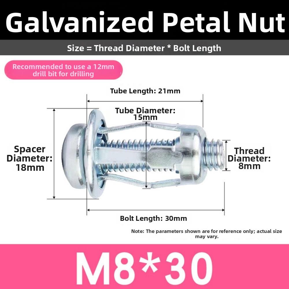 10pcs M4 M5 M6 M8 Petal Screw Anchors Carbon Steel Rivet Nut Set Cardboard Fastening