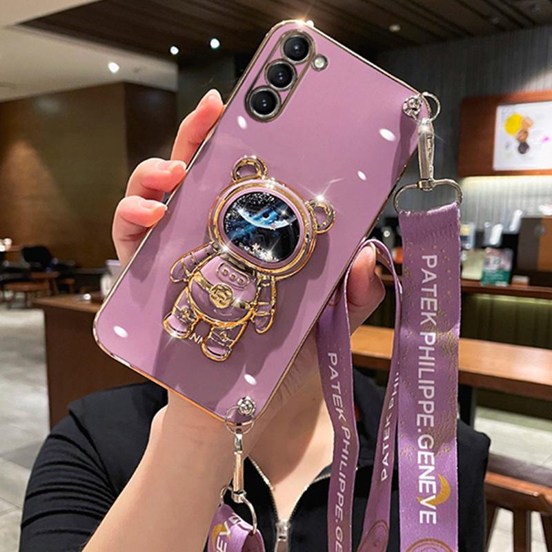 Ремешок через плечо Quicksand Space Bear, чехол-кронштейн для Tecno Spark 20 20C 10 10C 8C 9 Pro GO 2024 2023 2022, мягкий чехол с покрытием