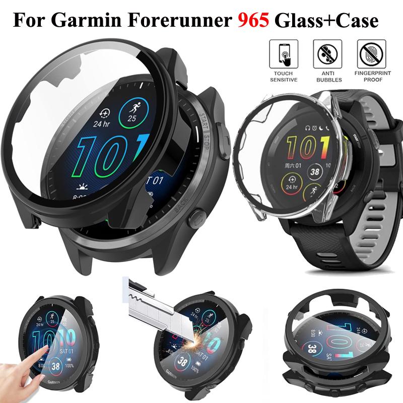 Полный защитный чехол для умных часов Garmin Forerunner 965, 2-в-1: Корпус + Закаленное стекло, Чехол для Garmin Forerunner 965