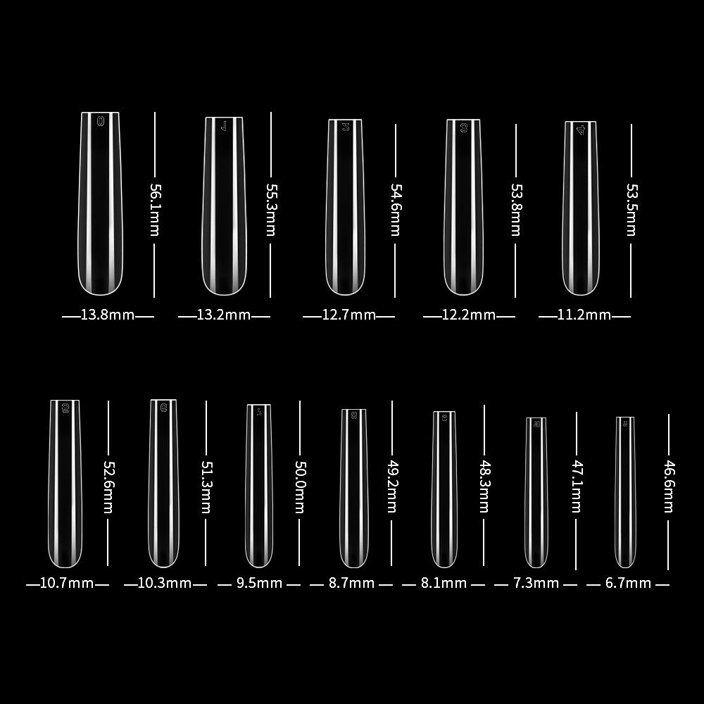 240 шт./кор. накладные ногти квадратные прямые очень длинные полупокрытые ногти прозрачные/натуральные акриловые накладные ногти для наращивания маникюрный салон