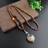 Длинная цепочка Женское ожерелье Буддийские украшения Аксессуары Деревянные бусины Ожерелье Длинная цепочка для свитера