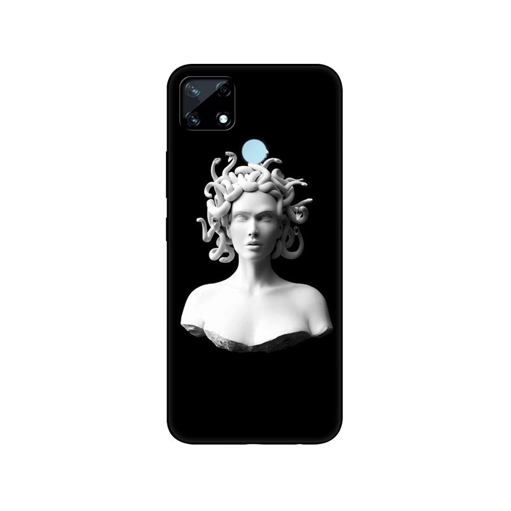 Для Realme C12 C25 C25S 7i Global Case Back Phone Cover для Realme Narzo 20 30A Coque Silicon Soft Fundas Bumper черный чехол из ТПУ