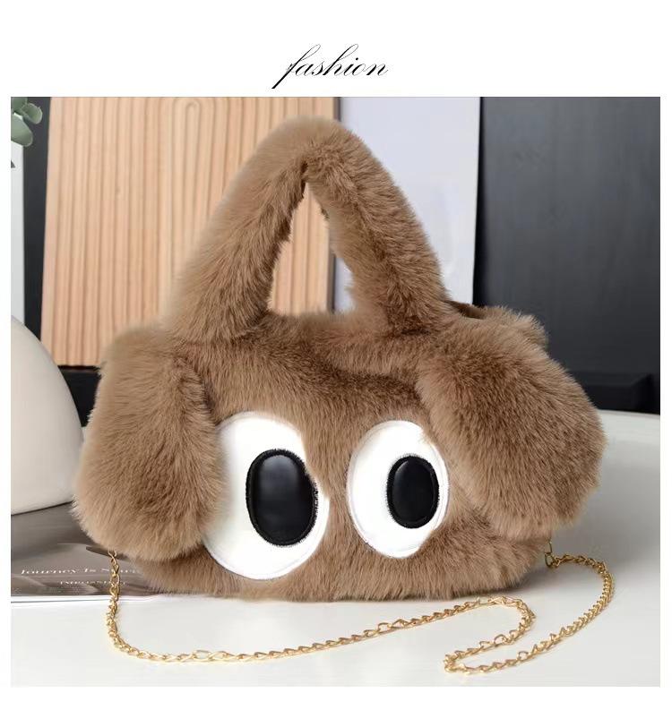 Big-eyed dog bag, new big-eyed dog bag, hand plush bag, single shoulder diagonal span Internet celebrity explosion bag