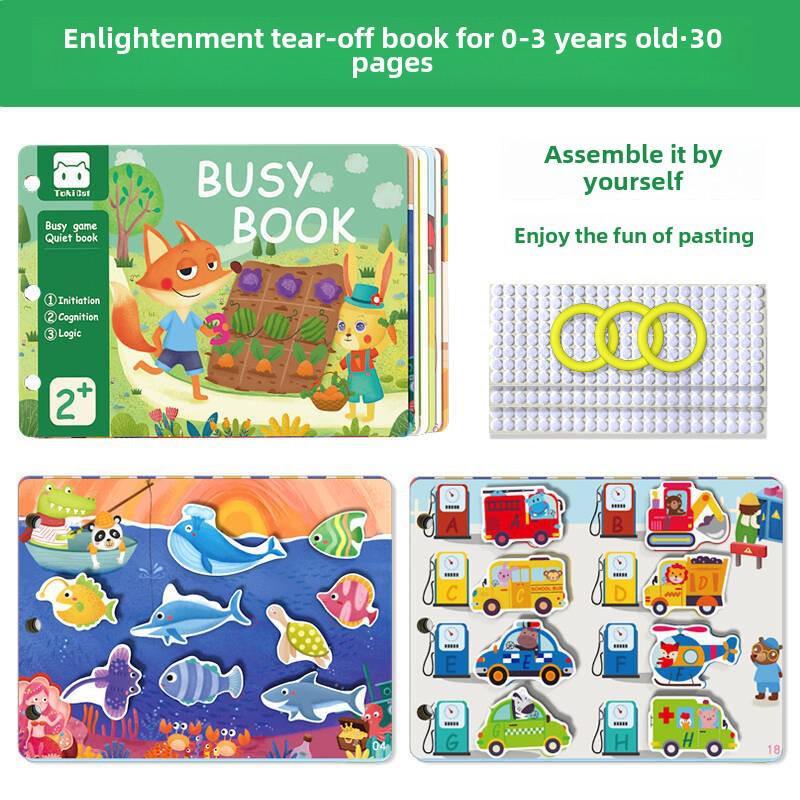 Детская тихая книжка с отрывными страницами: Развивающая игрушка на липучках