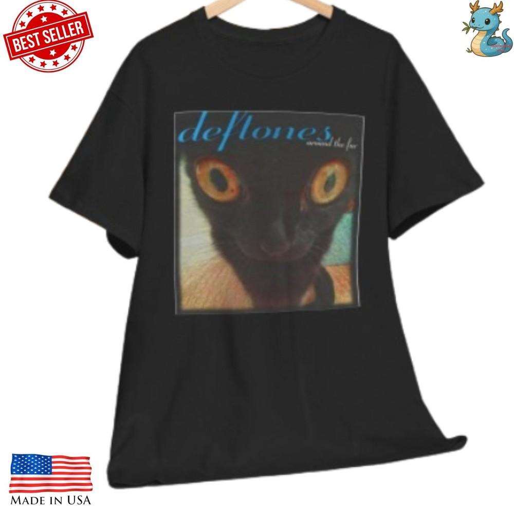 Deftones Футболка с принтом Around The Fur Черный Кот Забавная Группа Рок Графическая Футболка Унисекс