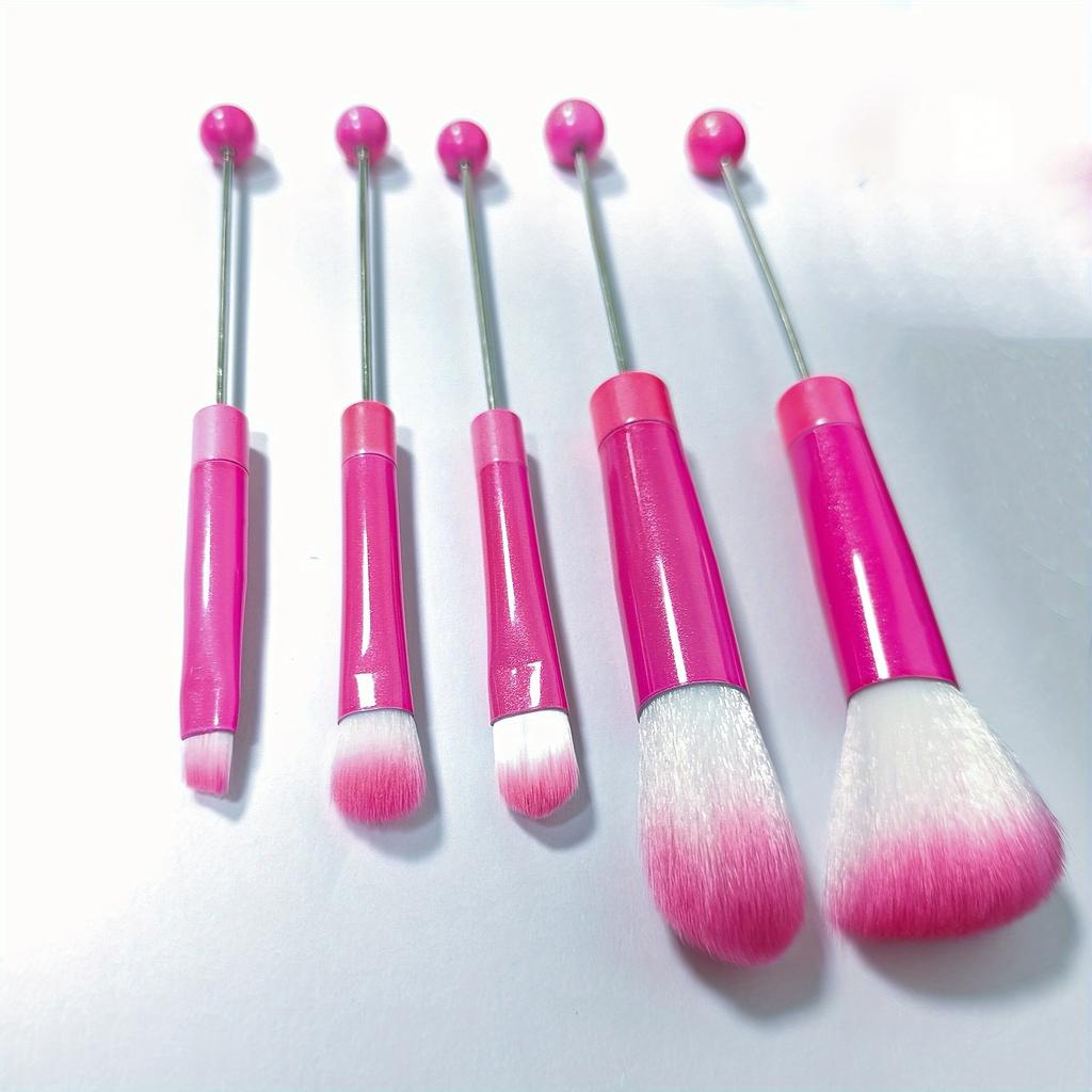 5pcs Beadable Makeup Brushes Unique Brushes Silicone Beads DIY Makeup Cosmetic Brushes Beaded Brushes Kit For DIY
