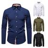 Men's Contrast Floral Trim Dress Shirt Long Sleeve Casual Button-Down Top for Men Spring Autumn Fashion Multi-Color Male Formal Blouse