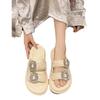 Premium Sense with Diamond Cool Slippers Women's Summer 2024 New Outer Wear Fashionable Thick-soled Sequined Muffin Bottom with Skirt Slippers