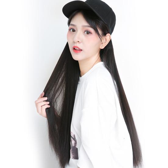 Yousheng Creative Women 2 в 1 Длинный прямой парик из вьющихся волос с бейсбольной кепкой