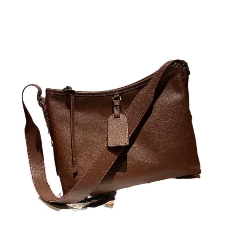 Genuine Leather Women's Bag Lazy Layer Plant Tanned Cow Pitot Bag Large Capacity Single Shoulder Simple All-in-one Crossbody Bag