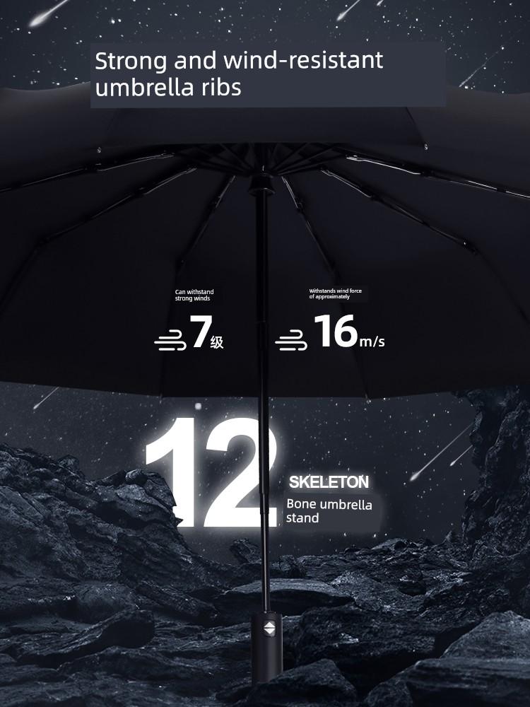 Automatic Umbrella Men's Large Reinforced Thickened Strong Wind-Resistant Sun Umbrella Folding Sun Umbrella Female Rain Or Shine Dual-Use Umbrella