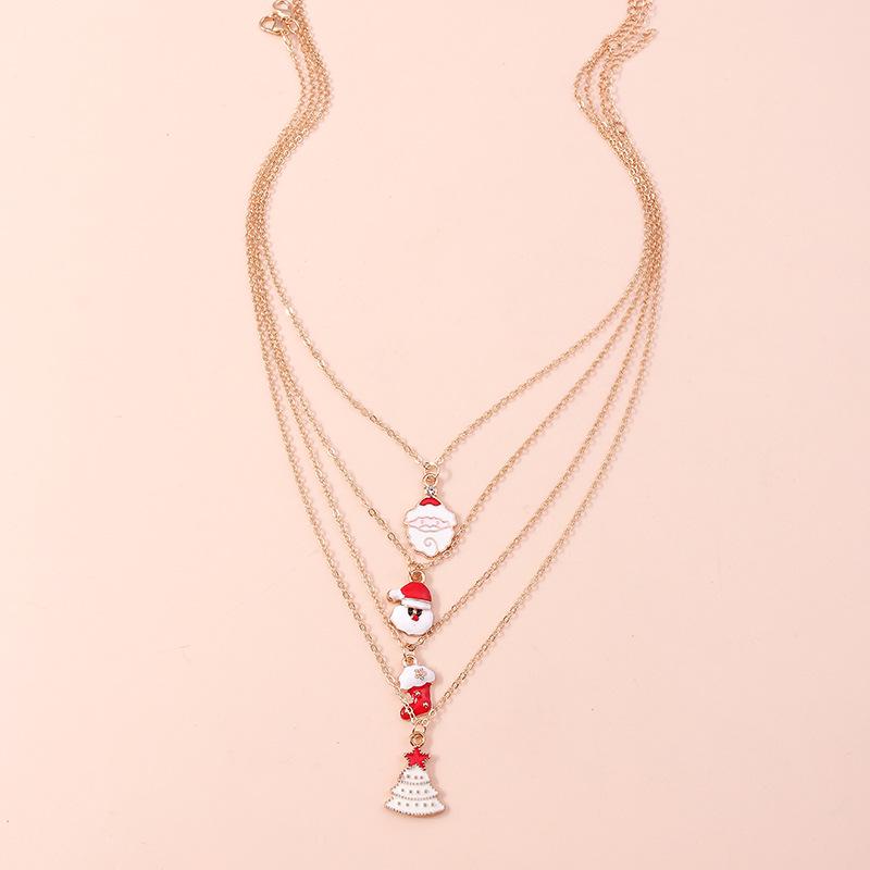 Christmas Jewelry Set: Santa Claus, Tree, Stocking Necklace for Sweater