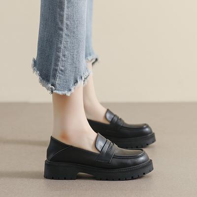 Weiwei girl 681-2 французские лоферы женские на платформе британский стиль круглый носок толстый каблук одинарная обувь для работы большой размер женская обувь