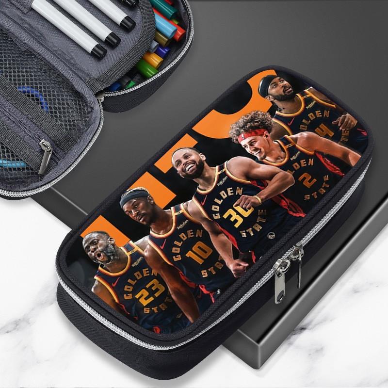 Cartoon NBA Basketball Star Stephen Curry Inspired Pencil Case Kids Boys Girls Large Capacity School Organizer