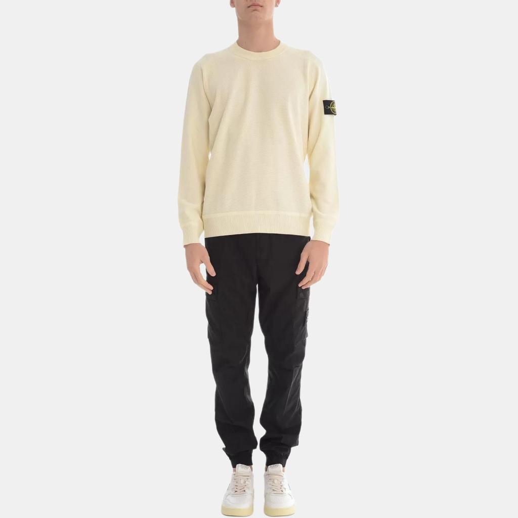 STONE ISLAND Логотип Круглый вырез Длинный рукав Вязаный свитер Мужской свитер Бежевый K1S1551000-36S00B5-V0093