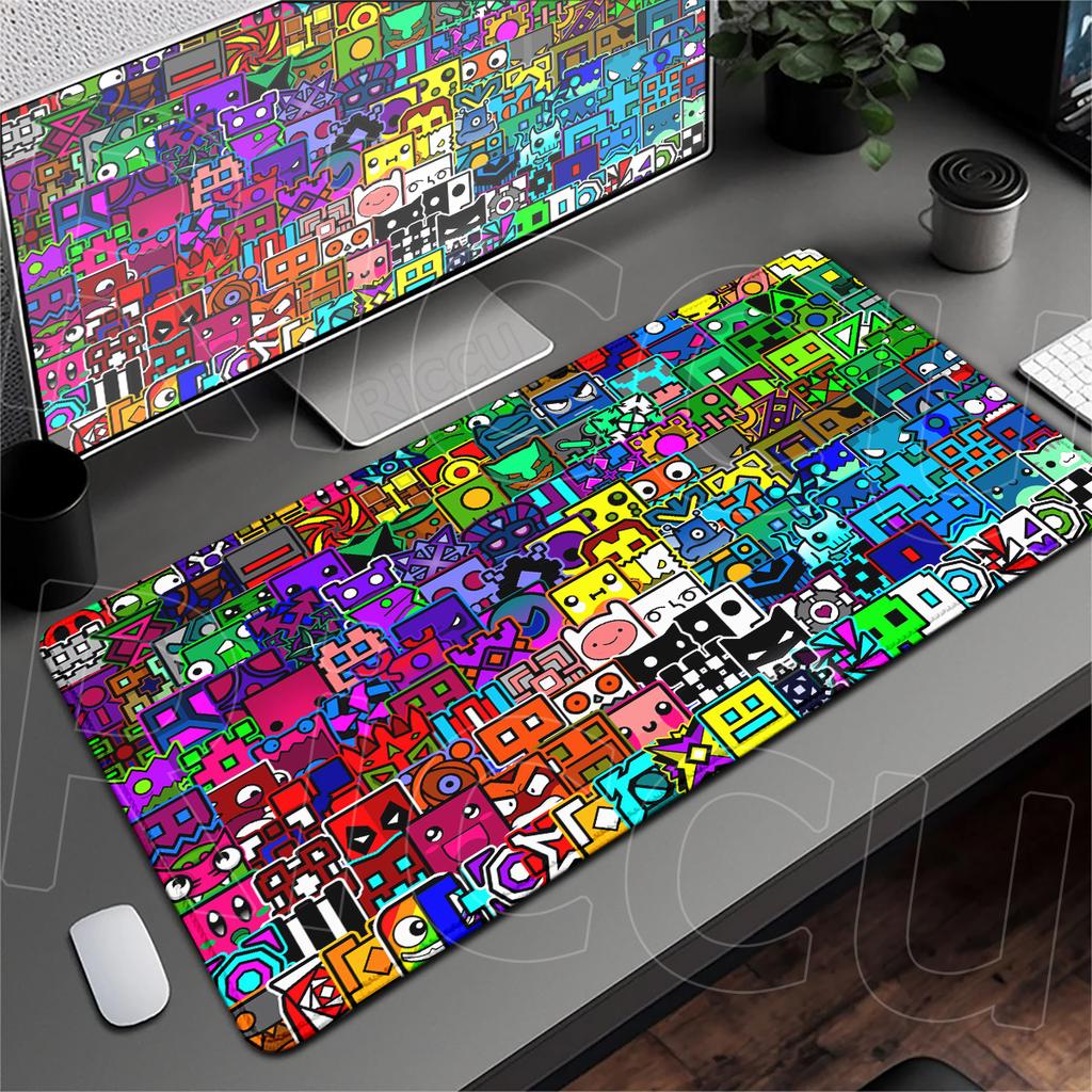 Geometry Dash Speed Gaming Table Carpet HD Printing Cool Mousepad XXL Computer Office Cabinet Rug 90x40cm Accessories Laptop Mat