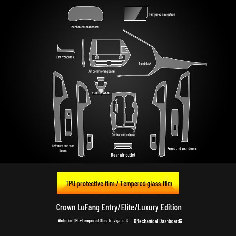 Toyota Crown Land Cruiser Navigation & Console Tempered Glass Protector Film