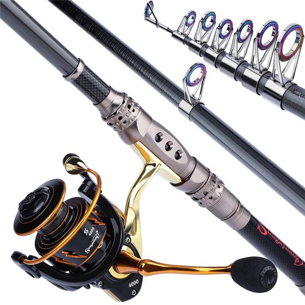 Набор удочек и катушек Sougayilang, портативная телескопическая удочка длиной 1,8-3,0 м с комплектом рыболовных катушек 12 + 1BB для пресноводной рыбалки