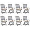 Day and Night - Day and Night Folding Garden Chairs 8 Units and Cushions Solid Acacia Wood