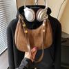 Сумка-хобо из искусственной замши, однотонная, вместительная, для женщин, высокого качества, универсальная, с присборенными ручками.