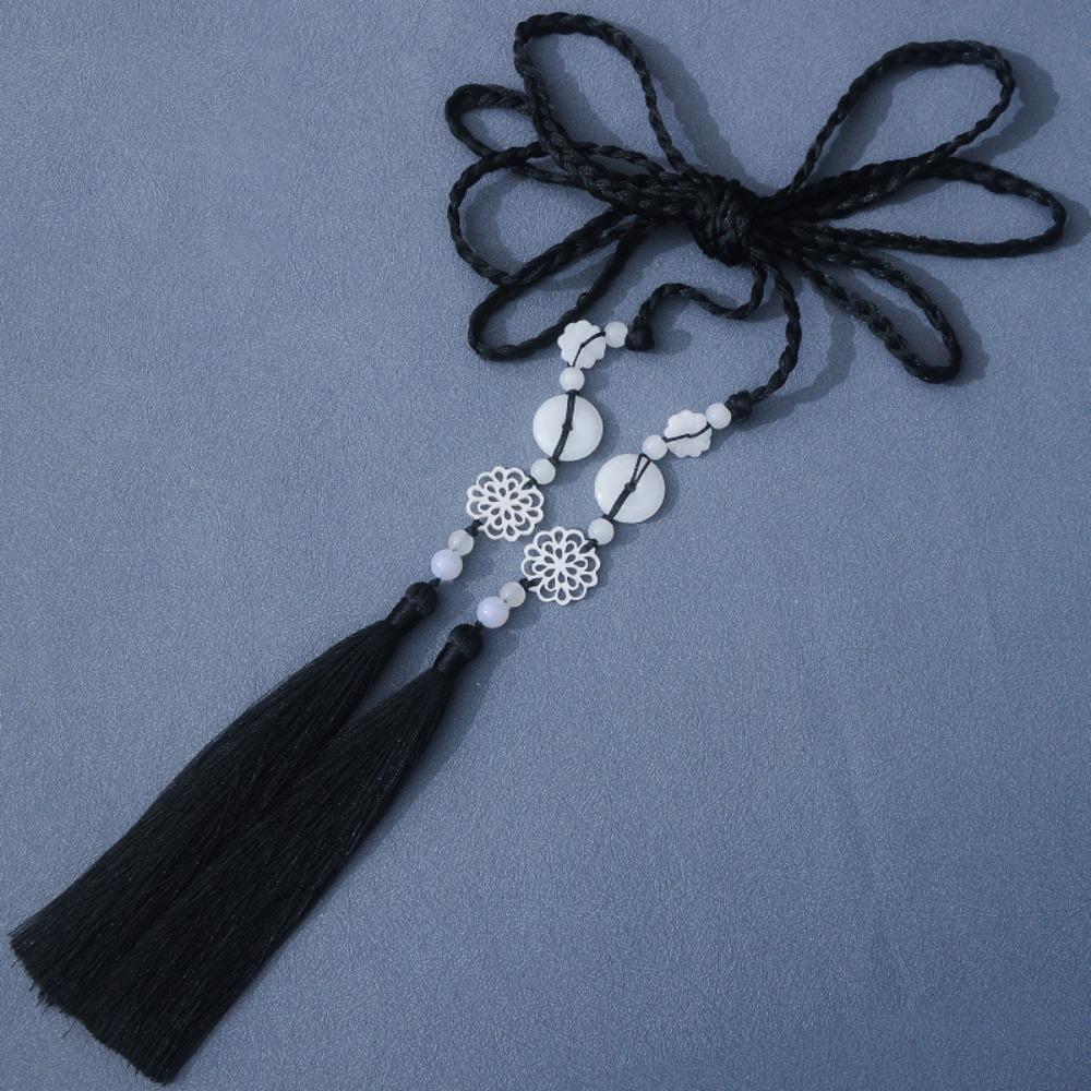 Chinese Style Tassel Sash Traditional Beaded Waist Chain Vintage Ribbon Accessory for Men Women