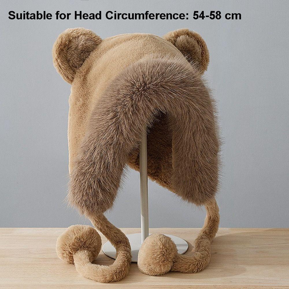 Ear Protection Winter Hat Pompom Fluffy Skull Cap Stylish Knit Beanies Hats for Women