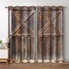 Country Style Wooden Door 3D Digital Print Curtain Living Room Bedroom Home Decoration 90g Polyester Fiber Two Panels
