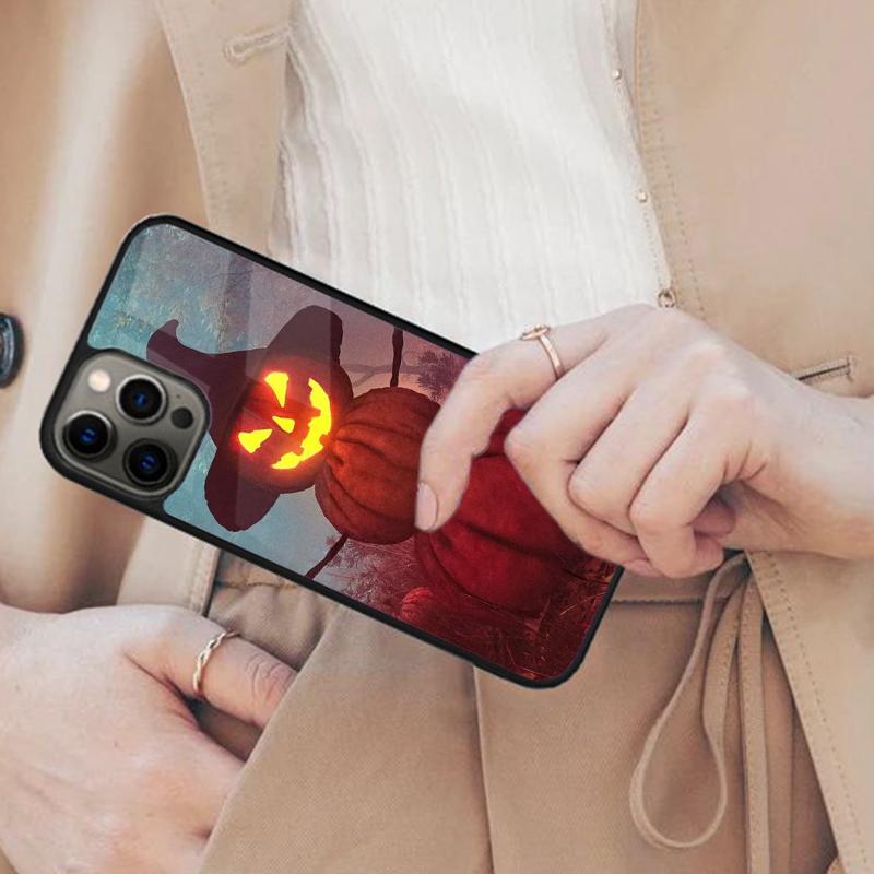 Жуткий Магнитный Чехол для Телефона с Тыквой на Хэллоуин Для APPLE iPhone 17 Air 16 14 13 12 Pro Max 15 Plus Зарядка с Чехлом MagSafe