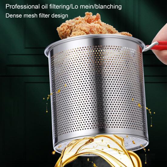 Фритюрница из нержавеющей стали с фильтром-корзиной, удлиненной ручкой, мини-фритюрница для эффективного приготовления пищи, многофункциональная масляная кастрюля для жарки, приготовления на пару, кипячения