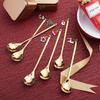 6PCS Christmas Spoons Coffee Cutlery Set Stainless Steel Cutlery Set Dessert Spoon Forks Christmas Gifts Elk Christmas Decoratio