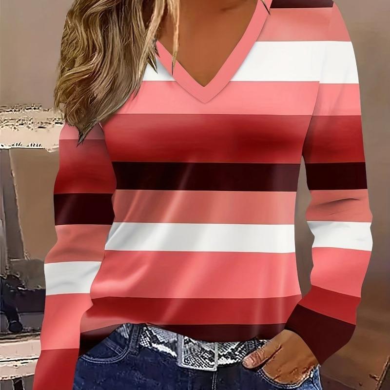 Coded Women's Fashion Women's V-Neck Long Sleeve T-Shirt