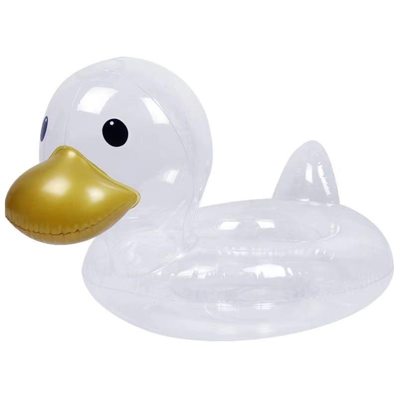 Transparent Duck Sitting Inflatable Swimming Ring for Infants and Kids (2-6 Years)