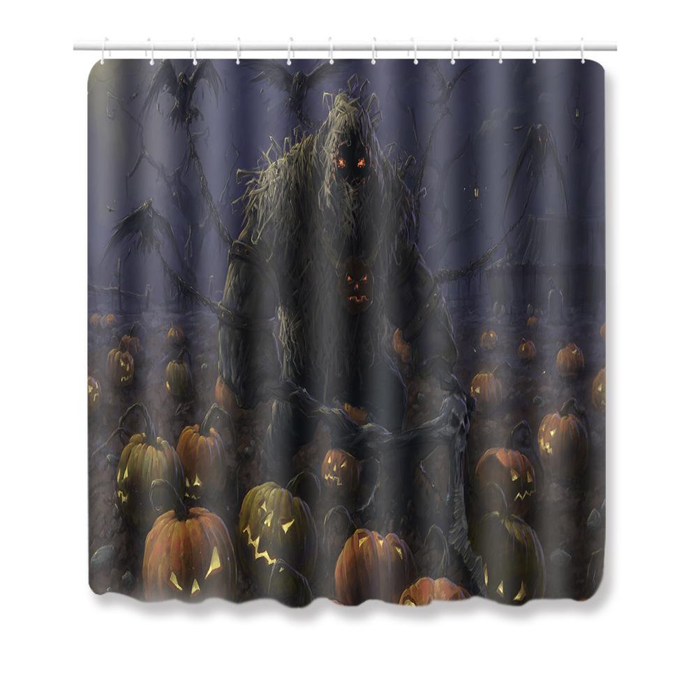 Halloween Shower Curtain Floor Mat Combination Four-Piece Set Kitchen Absorbent Non-Slip Carpet Bedroom Door Mat