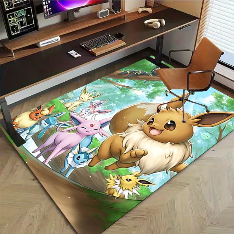 Eevee Family Adventure Carpet For Playroom Bedroom Living Room Sofa Home Decorkids Game Area Rug Nonslip Floor Mat