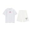 Li Ning Logo Print Simple Comfortable Versatile Crew Neck Pullover Short Sleeve T-Shirt Casual Sports Set Unisex Tops White YHST169-1+AKST593-7