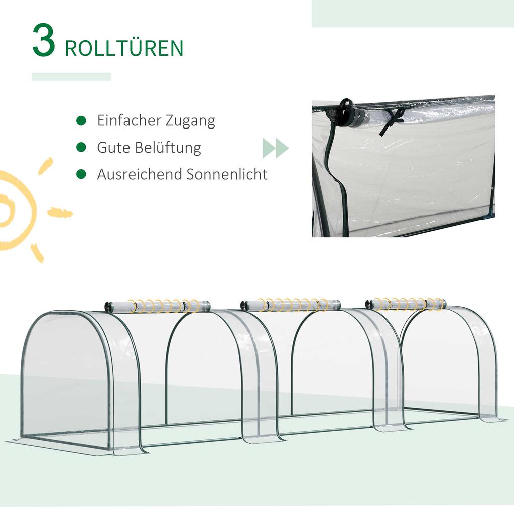 350 x 100 cm Low Tunnel Greenhouse - Clear