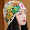 Breathable Hollow Baotou Cap Hand-Knitted Painter Hat Artistic Crochet Beanie Cap  Spring
