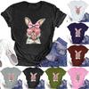 Women's Fashion Round Neck Short Sleeve T-Shirt Easter Printed Casual Top
