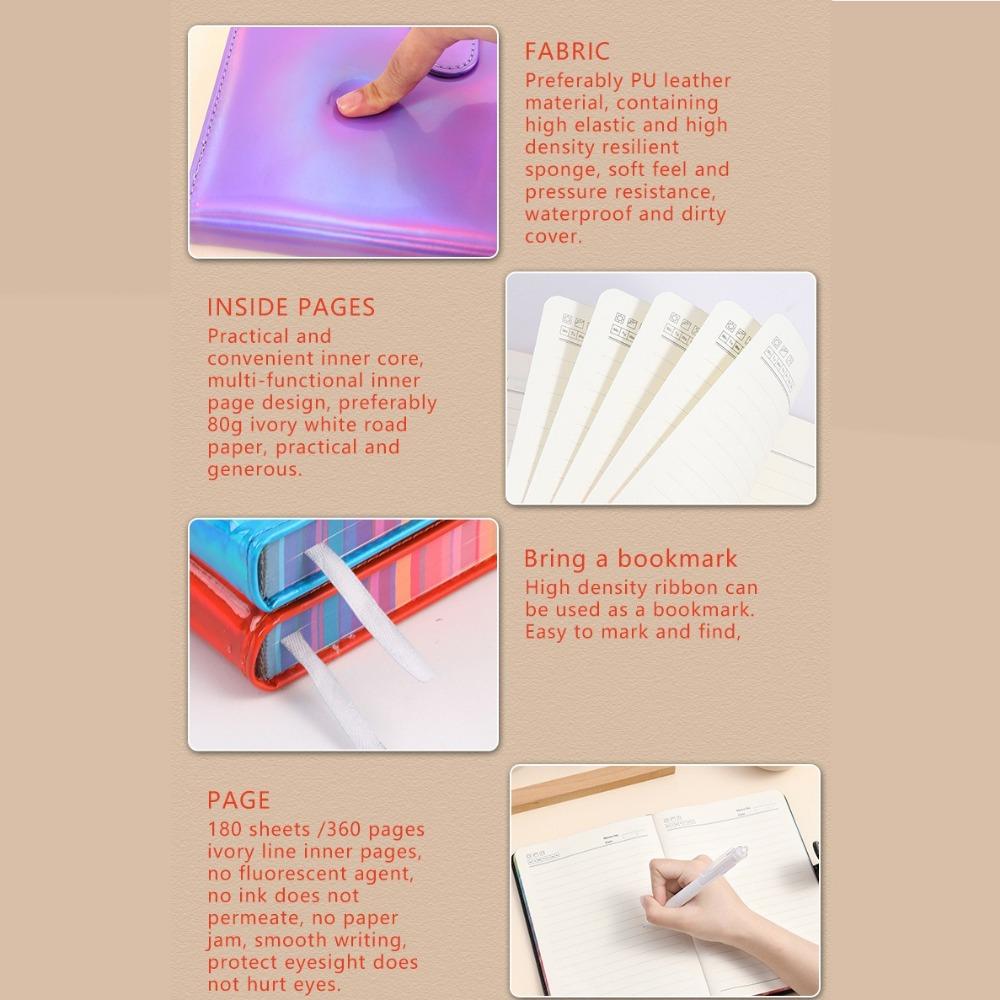 360 Page Laser Gradient Notebook A5 Student Hardcover Loose-leaf Notebook School Supply