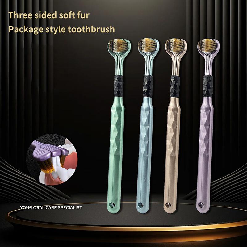2 шт. Трехсторонняя зубная щетка с мягкой щетиной для волос Взрослая зубная щетка Ультратонкая мягкая щетина Уход за полостью рта Зубная щетка для здоровья полости рта Чистка